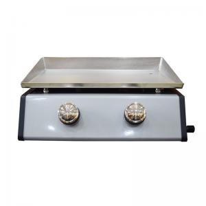 Portable outdoor cast iron plancha gas grill 2 burners